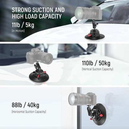 NEEWER 6"/15.2cm Camera Suction Cup Mount Metal Suction Cup Mount on Car Windshield Dash for Camera/Action Camera/Phone Holder
