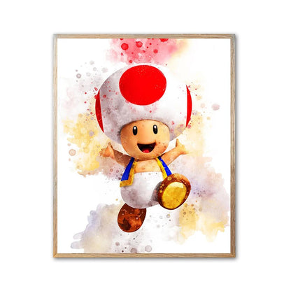 Graffiti Watercolour Art Mario Poster Prints Playroom Canvas Paintings Wall Picture Living Room Kids Bedroom Home Decor Cuadros