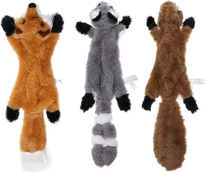 Plush Dog Toys Squirrel Raccoon Fox 18 Inch Stuffing Free Squeaky for Small  Medium Dogs No Stuffing with Squeakers Dog Chew Toy