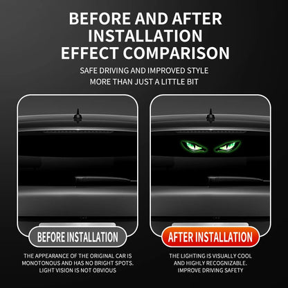 Solar Wireless Car LED Demon Eye Decorative Light Dynamic Eyes Windshield Rear Window Warning Atmosphere Lamp Auto Accessory