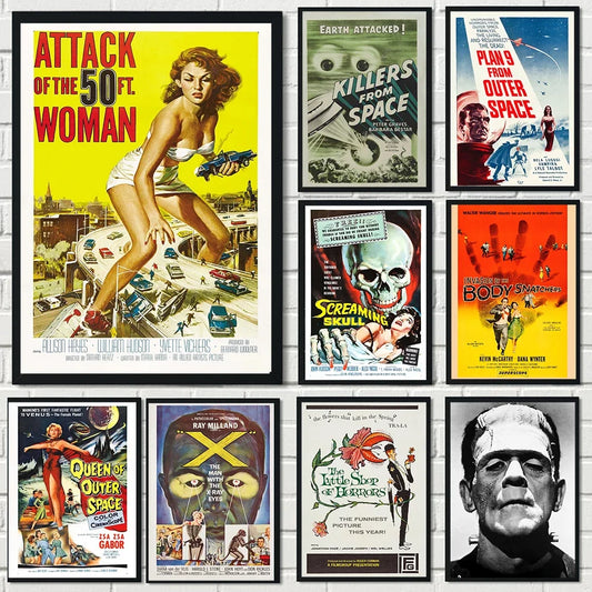Classic Vintage Wall Art Movie Cover Album Horror Sci-Fi Outer Space HD Canvas Poster Prints Living Room Bedroom Home Decor
