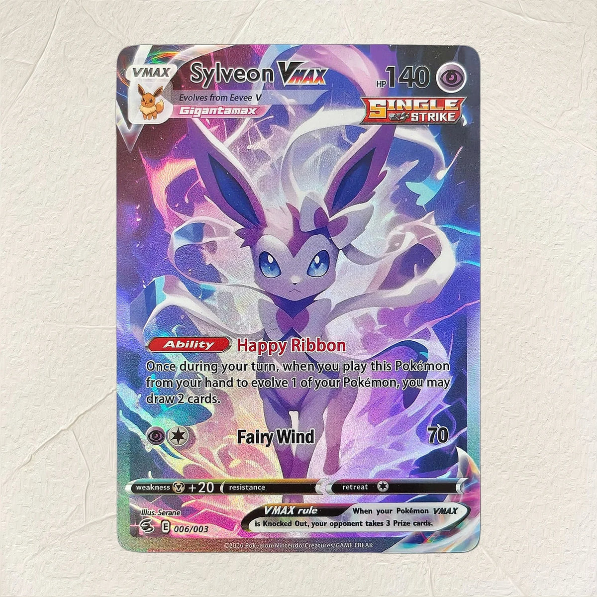 English Jolteon VMAX 006/008 DIY Holographic Foil Texture Card, Perfect Condition Premium Anime Collection Card