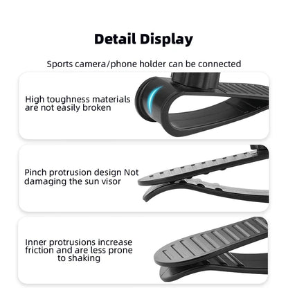 Sun Visor Camera Mount, Universal Car Clip for DJI Pocket, Insta360 X5 Ace Pro 2, GoPro Hero, Action 5 Pro Phone Holder
