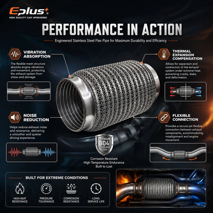 Universal Automotive Chain Link Mesh Exhaust Hose Stainless Steel Braided Flexible Bellows for Car Exhaust System Replacement