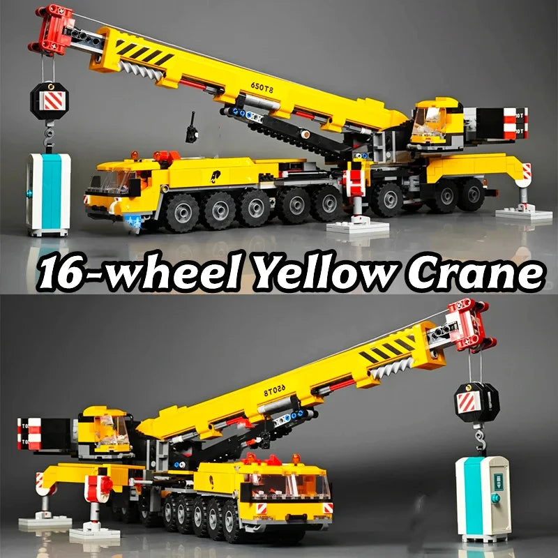 Third Party Compatible Sets City Series Building Blocks 60409 Mobile 16-Wheel Yellow Crane Hoisting machine Toys Gift