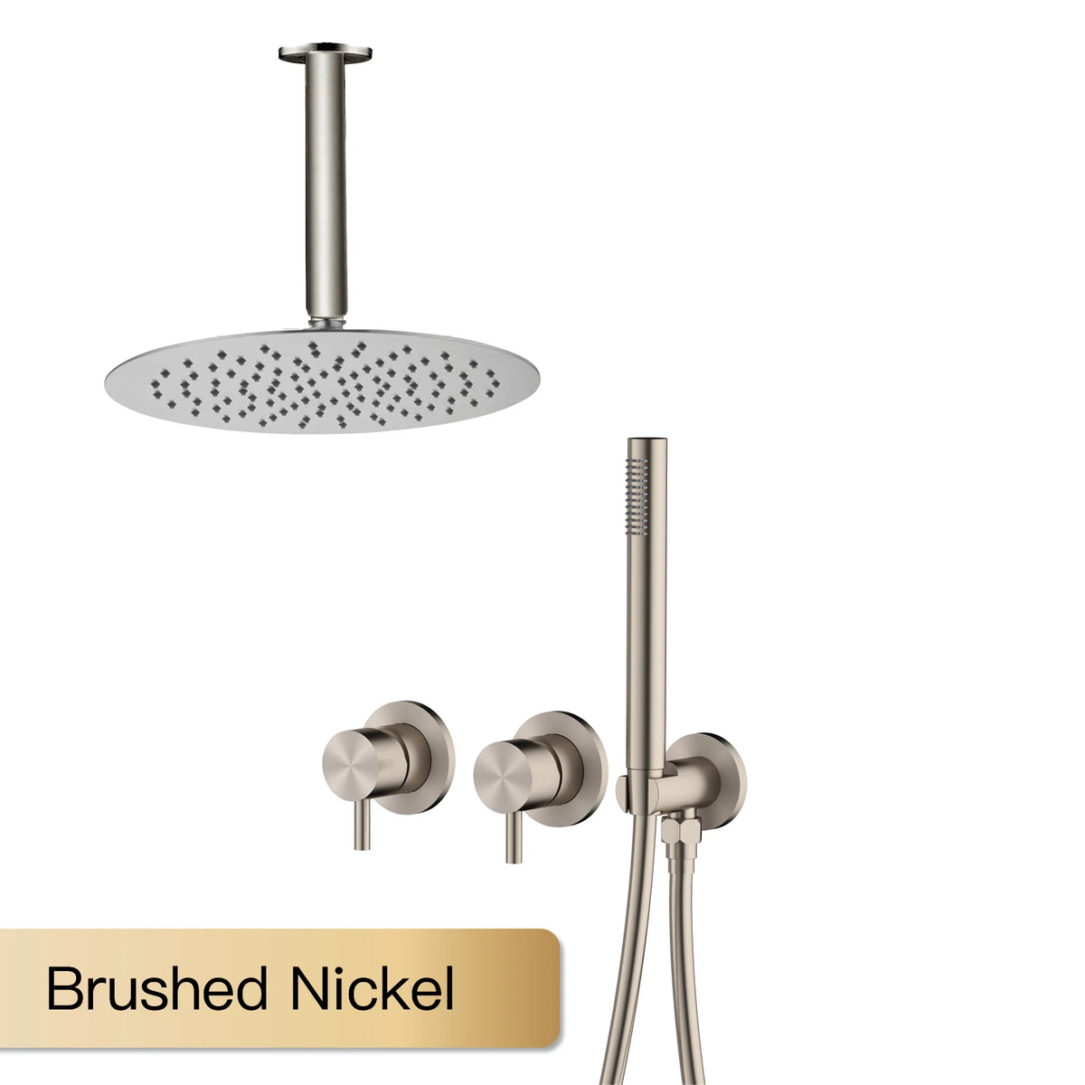 AITANA Minimalist Bathroom Brushed Nickel Shower System Wall-Mounted Modern Embedded Dual Function Rainfall And Handheld Brass