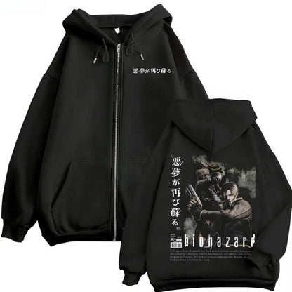 Resident Evil Game Hooded Zipper Men's and Women's Pattern Printed Hoodie Comfortable Hoodie Loose Street Style