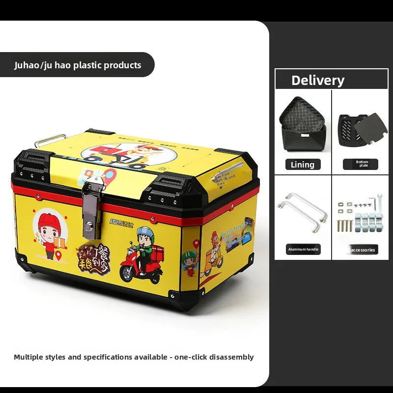68L Electric Vehicle Trunk Large-Capacity Universal Motorcycle Tail Box Waterproof Electric Bike Delivery Storage Box