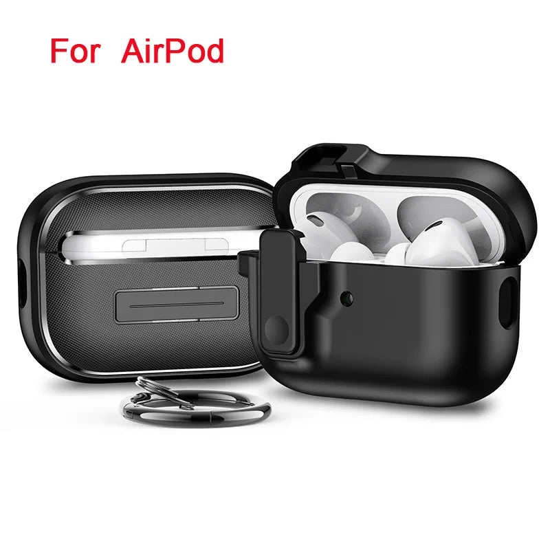 Protective Case for AirPods Pro 2 Cover Luxury Earphone Cover Case for Apple AirPods 4 3 Air Pods Shockproof Sleeve With Hook