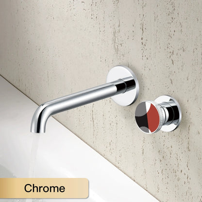 Modern luxury gun gray brass bathroom faucet with wall mounted design, cold and hot dual control, simple basin faucet