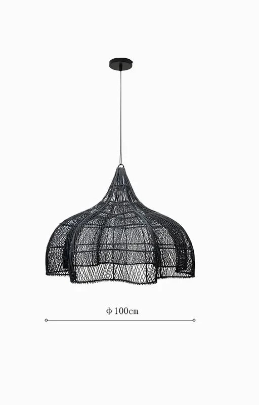 Wabi Sabi Rattan Pendant Lamp Modern Living Room Wicker Pendant Lamp Restaurant Kitchen Dining Room LED Handmade Pendant Light