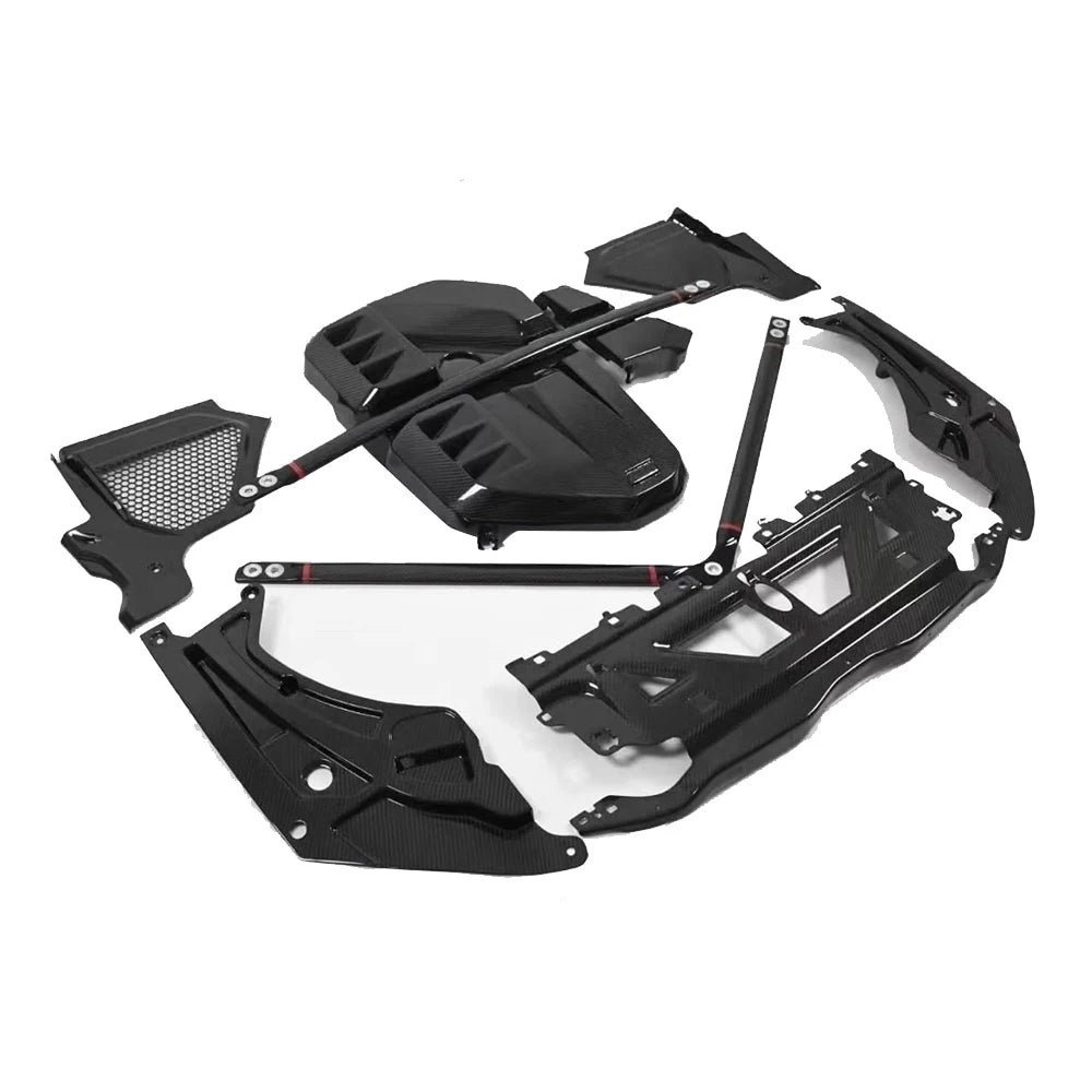 For BMW M2 M3 M4 G87 G80 G82 Genuine Dry Carbon Fiber Engine Bay Headlight Cover Lamp Eyebrow Cover Engine Bay Trim Set Body Kit