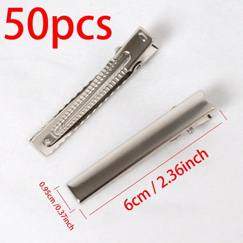 50Pcs Hair Alligator Metal Hair Clips Duckbill Blank Setting Base DIY Hairpins Barrette Ornament Hair Styling Tool Accessories