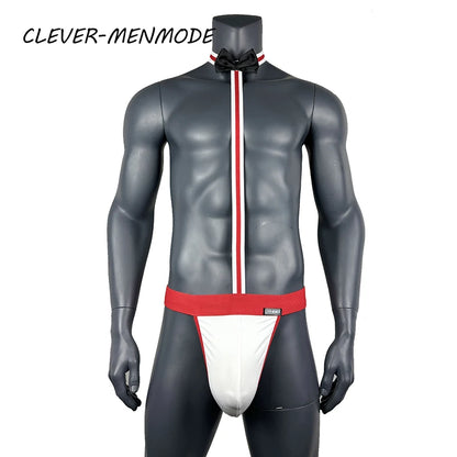 Novelty Sexy Men's Mankini Thong Underwear Erotic Lingerie Waiter Costume Suspender Bodysuit Tie Teddies