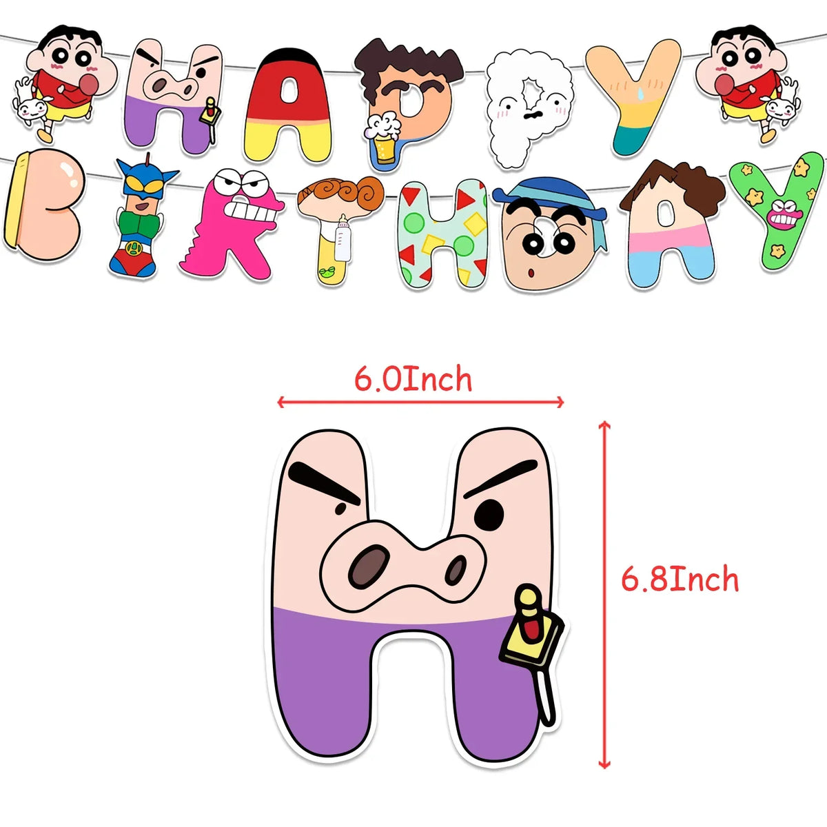 Crayon Shin-chan Birthday Party Disposable Paper plate Cake Topper Hanging Flag Crayon Shin-chan Balloon Birthday Decorations