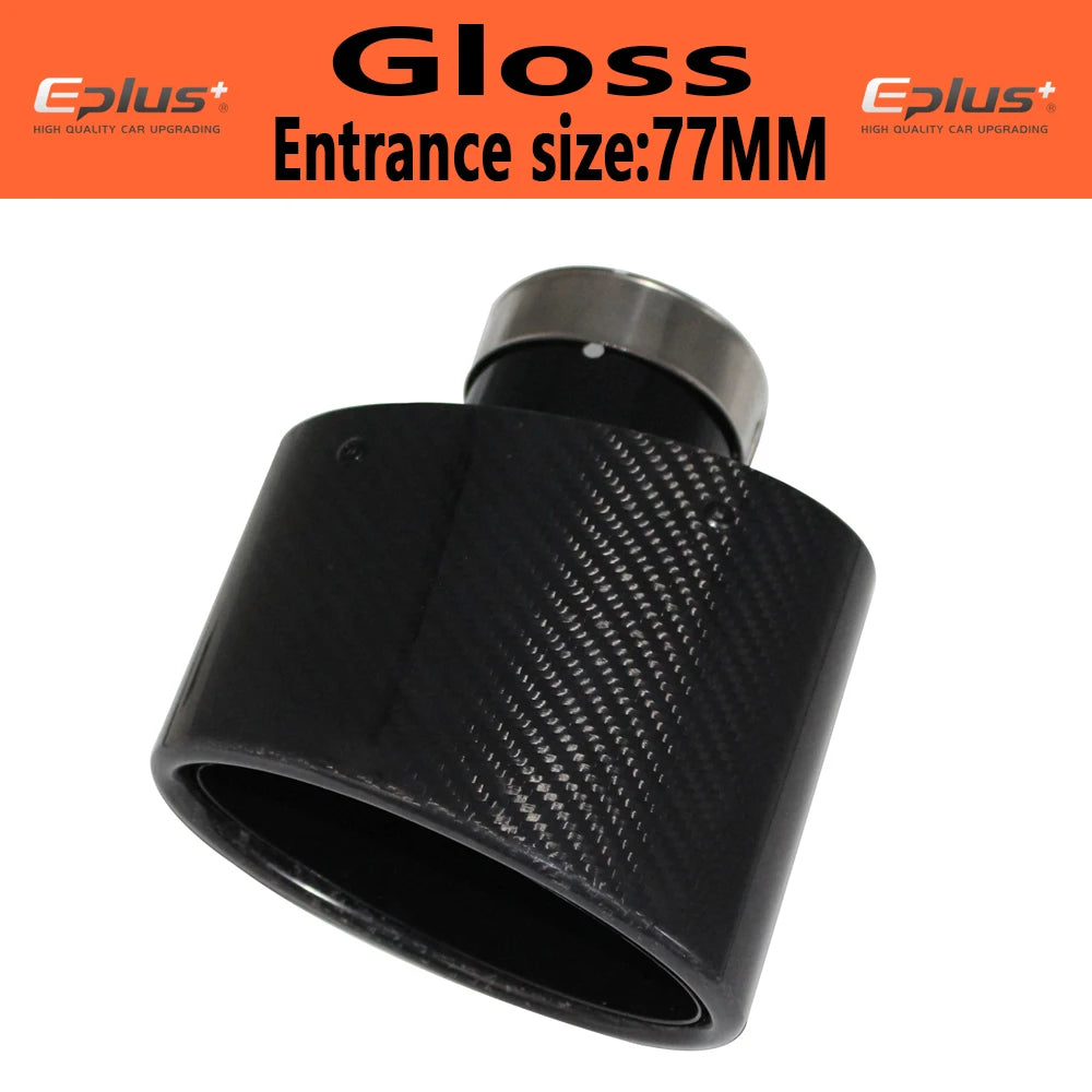 Oval Gloss Carbon Fiber Universal Car Mufflers Tip Exhaust Pipe Nozzle Decoration stainless steel Black silvery Tilting Left Rig