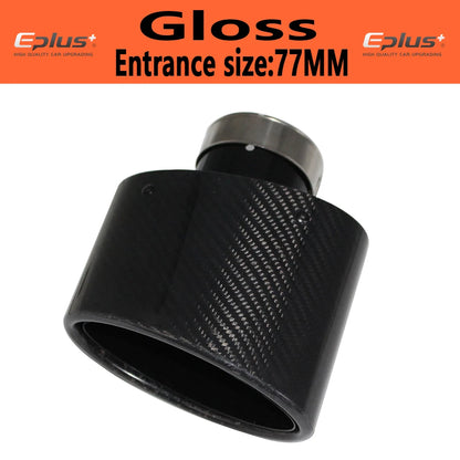 Oval Gloss Carbon Fiber Universal Car Mufflers Tip Exhaust Pipe Nozzle Decoration stainless steel Black silvery Tilting Left Rig