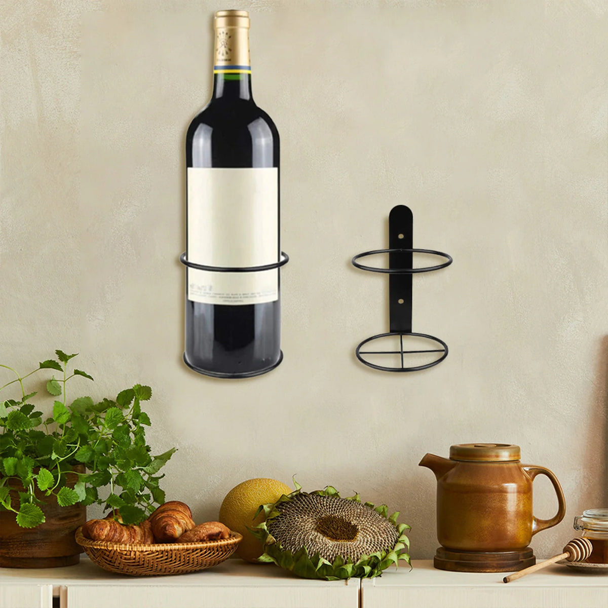 Wall Mounted Metal Hanging Wine Rack Cabinet Black Metal  Mounted Office Home Kitchen Bar Easy To Install Botellero Perfect Gift