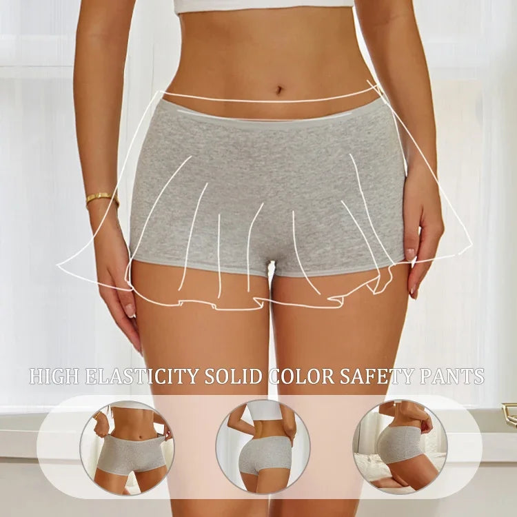 3PCS/Set Women Cotton Panties Sexy Low Rise Boyshorts  Seamless Sports Boxers Female Comfortable Underwear Solid Color Lingerie