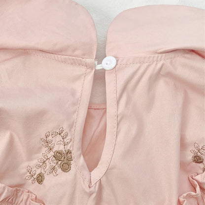 Girls' Shirt 2026 New Children Spring and Autumn Baby Shirt Top Little Girl Western Style Flower Embroidered Shirt