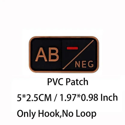 Small Patch with Hook,PVC Blood Type A B AB O POS NEG Emblemen,Patches Military Tactical Badges on Backpack,Outdoor Equipment