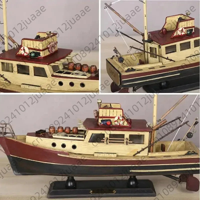Wooden Jaws - 37cm Orca Model Shark Fishing Boat Movie Relative Items Custom Famous Boats Antique Decoration Seaside Home Decor