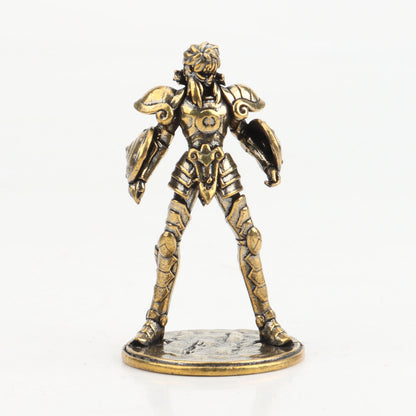 Gold Saint brass Mini Figures twelve zodiac Saint Seiya ornament cartoon model desktop decoration copper gift