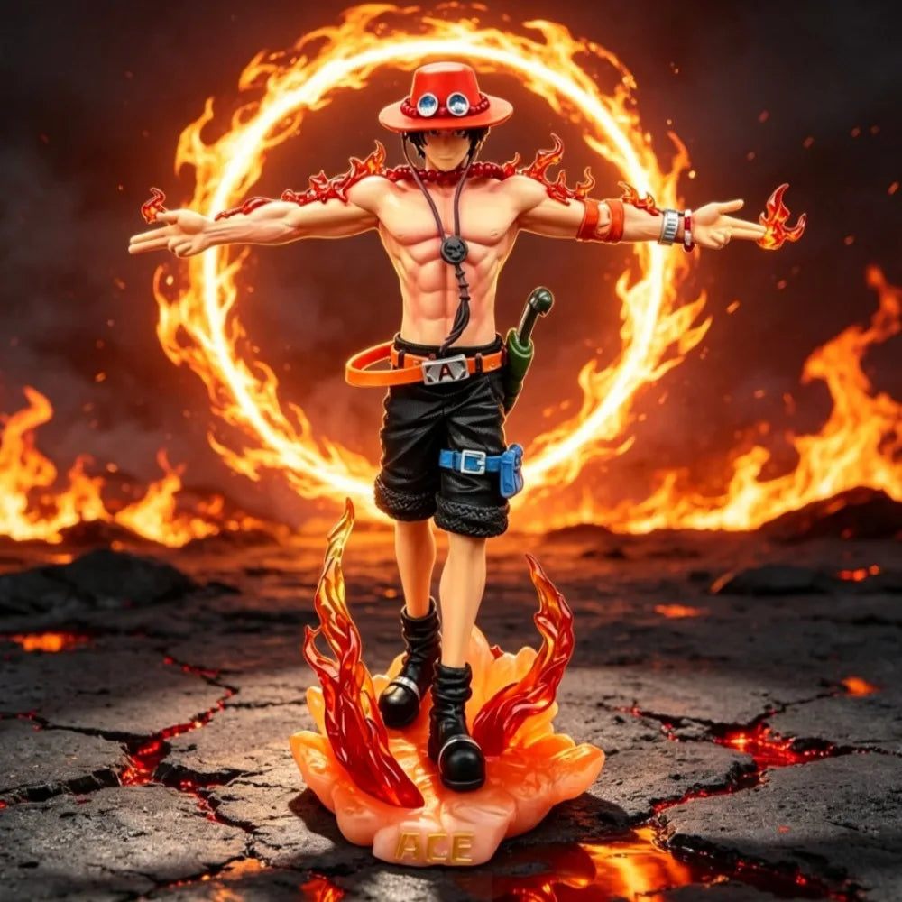 27cm ONE PIECE Figures Flame ACE Figure Collectible Decorations Anime Goods Toy Gift Christmas Present