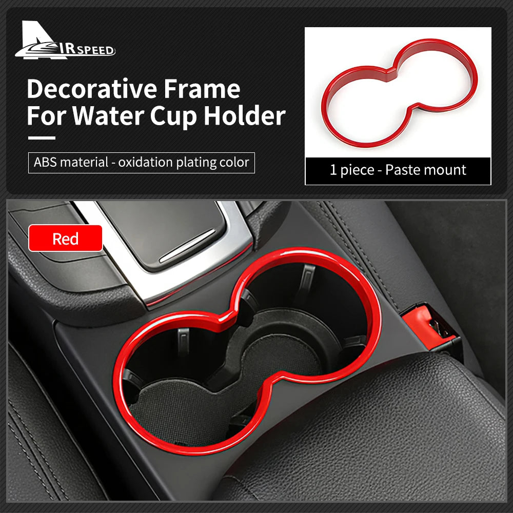 Chrome ABS for Porsche Macan 2014-2023 Car Center Control Water Cup Holder Frame Cover Interior Trim Styling Auto Accessories
