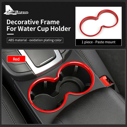 Chrome ABS for Porsche Macan 2014-2023 Car Center Control Water Cup Holder Frame Cover Interior Trim Styling Auto Accessories