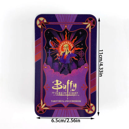 Purple Buffy the Vampire Slayer Tarot Cards In A Tin Box Metal Box With Paper Guidebook Gold-Gilded Edges Divination Game