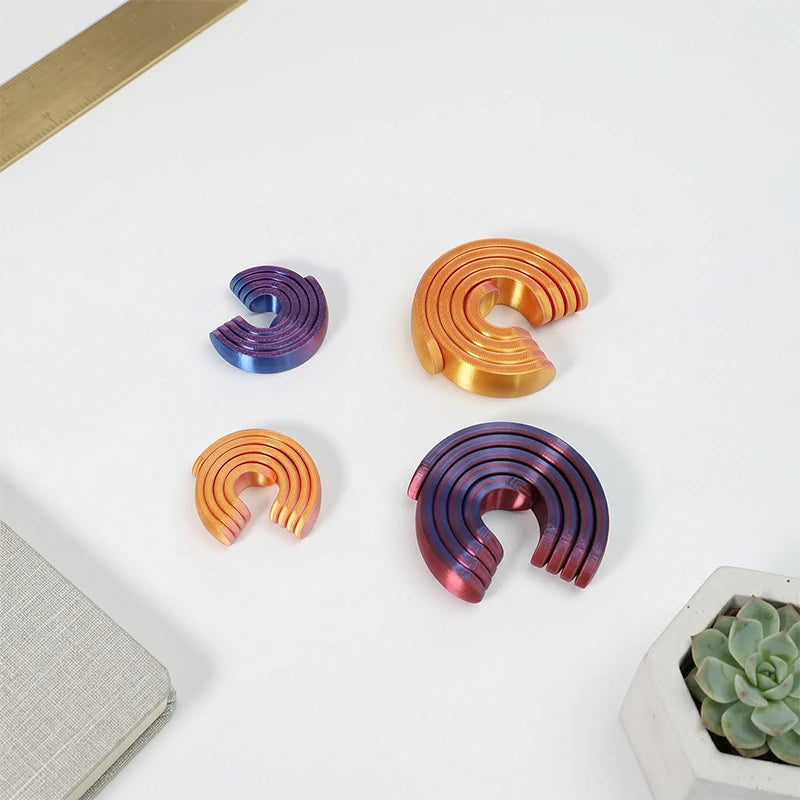3D Printed Spiral Kinetic Fidget Toy, Infinity Moving Desk Toy, Anti-Stress Anxiety Relief Finger Spinner for Kids Adults