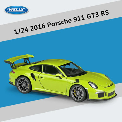WELLY 1:24 Porsche 911 GT3 RS Alloy Sports Car Model Diecast Metal Racing Car Vehicles Model Simulation Collection Kids Toy Gift