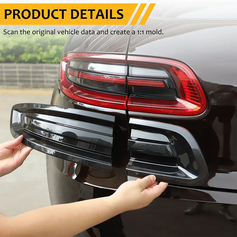 For Porsche Macan 2014-2017 ABS Smoke Black Car Rear Light Hoods Cover Trim Tail Lamp Rear Turn Signal Sticker Auto Accessories