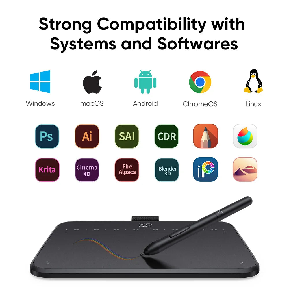 XPPen 6x4 inch Graphics Pen Tablet 16384 Pressure Level 60°  Tilt Support 8 shortcut keys for PC Android Game osu