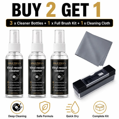 Anti Static Vinyl Record Cleaner Spray Kit Deep Groove Dust Remover Alcohol Free Liquid Microfiber Cloth Turntable LP Brush