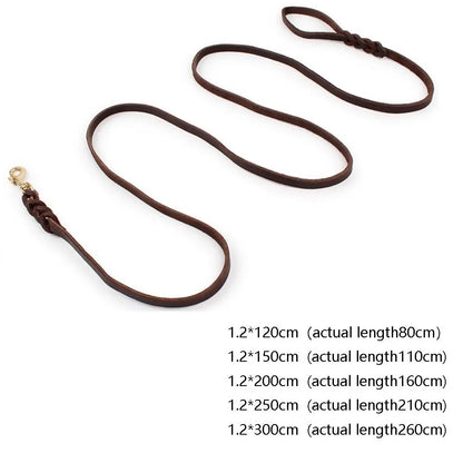 Training Walking With Copper Hook Leather Braided Dog Leash Brown Soft Dog Traction Rope Durable Long German Shepherd