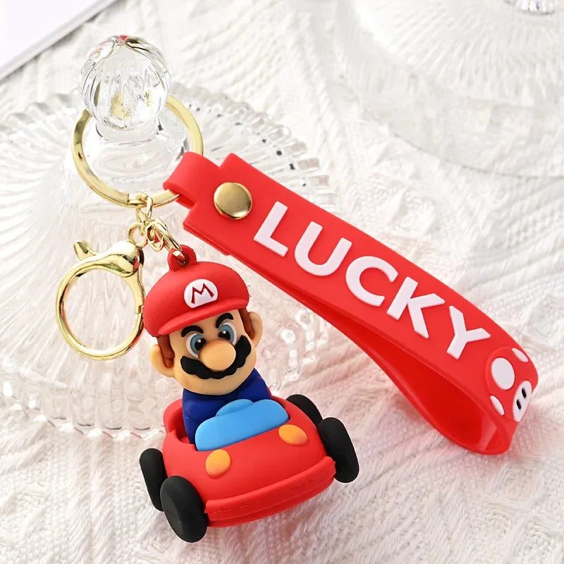 Mario Keychain Mario Bros Luigi Figure Toad Yoshi Bowser Action Figure Model Cartoon Bag Doll Pendant Toys Gift
