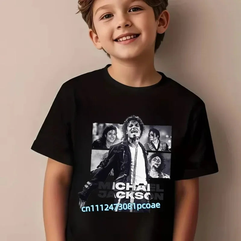 King of Pop Michael Jackson Children T-Shirt Cartoon Cotton Tops Kid Boy Girl MJ Tee Shirts Casual Clothes Birthday Gift 2026