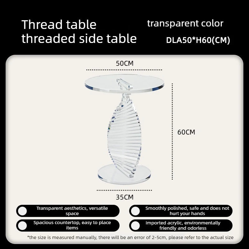 Nordic Style Sofa Side Table, Minimalist Modern Bedside Small Round Table, High-end Transparent Corner Table
