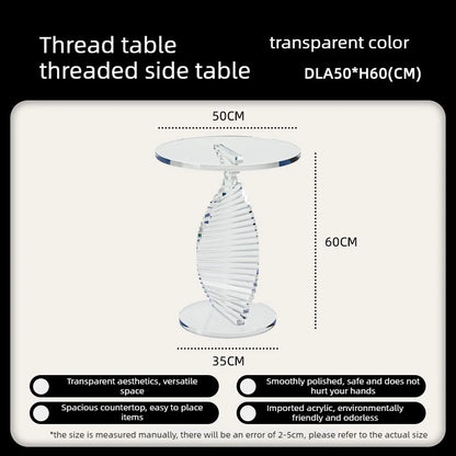 Nordic Style Sofa Side Table, Minimalist Modern Bedside Small Round Table, High-end Transparent Corner Table