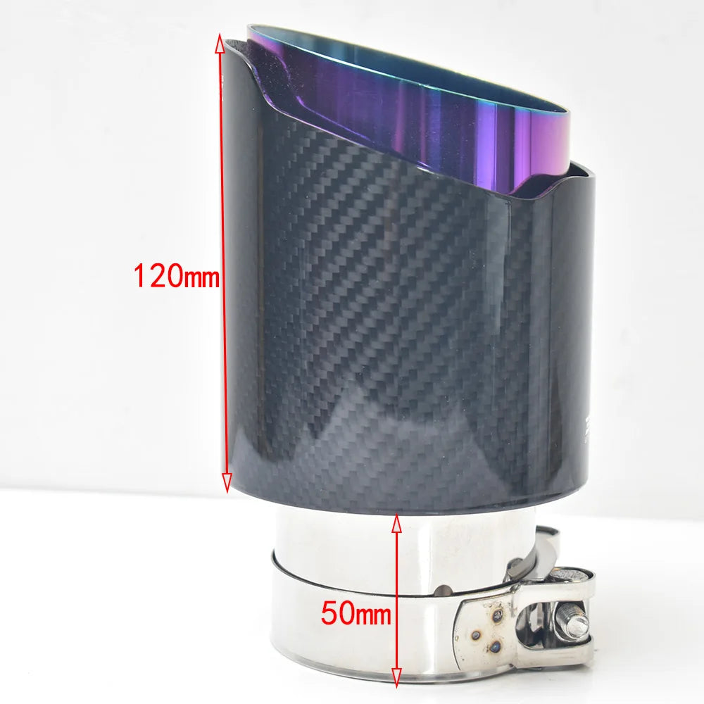 Purple Brunt Universal Car Stainless Steel Muffler Tip End Pipe Twill Glossy Fiber Carbon Accessory