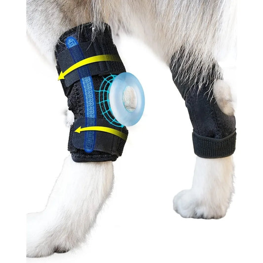 Dog Leg Brace for Rear Hock & Ankle, Canine Hind Leg Joint Compression Wrap for Puppy Torn ACL & CCL, Ankle Knee Injury Recovery