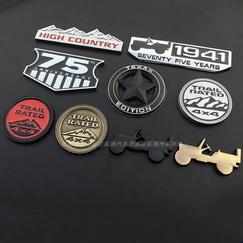 3D Metal Emblem 4X4 Trail Rated Badge High Country Logo Stickers For Jeep Wrangler Patriot Car Styling Car Stickers Accessories