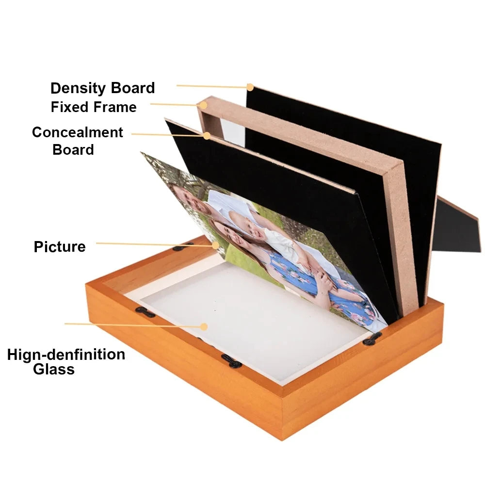 Hidden Wooden Photo Frame Sight Secret Storage Compartment Diversion Stash Safe Container Home Hide Money Cash Ring Necklace Key