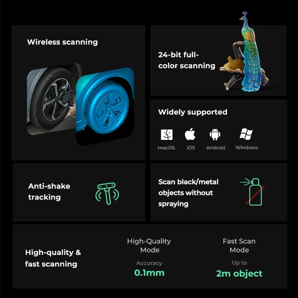 Creality CR-Scan Ferret Pro 3D Scanner Handheld Anti-shake Tracking WiFi6 24-bit Full-color Wireless Scanning 0.1mm Accuracy
