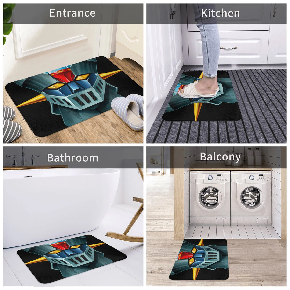 UFO Robot Mazinger Z Front Door Floor Entrance Mats Outdoor Anime Bath Kitchen Doormat Bedroom Carpet Rug