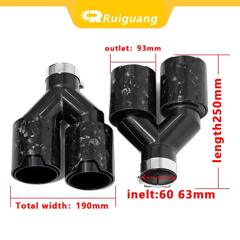 1Pc FOR BMW Forged Carbon Fiber Black Double Outlet Exhaust Pipe or M Performance Exhaust Pipe M LOGO