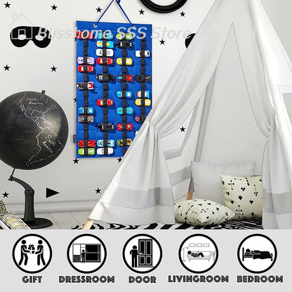 【S】Hanging Organizer For Wall Mount Display Case Large Capacity Storage Box Bags Hold Up Toy Matchbox Cars Kids