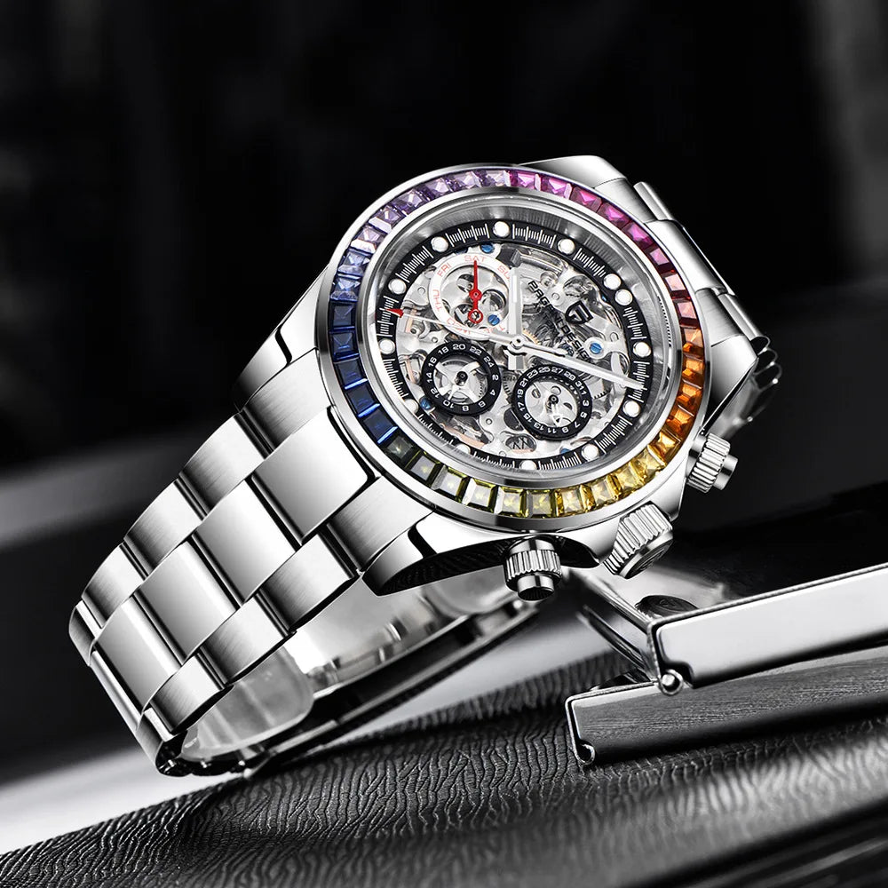 PAGANI DESIGN 2026 New Automatic Mechanical Watch Skeleton Hollow Dial Waterproof Stainless Steel Sport Wristwatch Reloj Hombre